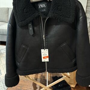 Zara black leather jacket
